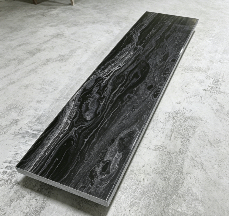 Seamless Black Swirl Acrylic Solid Surface Stain Resistant Artificial Marble Look Stone Bathroom Vanity Kitchen Surface Sheet